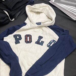 Polo by Ralph Lauren Men's White and Navy Hoodie